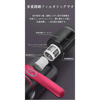 All Nippon™ セイソーテック (清掃テック) 家庭用布団・マットレス掃除機｜紫外線滅菌・ポータブルハンドヘルド・USB充電式ダニ除去器