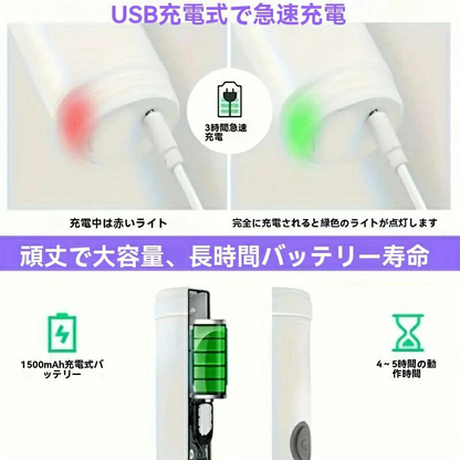 All Nippon™おそうじブラシ 電動スピンスクラバー、浴室用コードレスクリーニングブラシパワースクラバー、交換可能なブラシヘッド5個付き、電動クリーニングブラシ